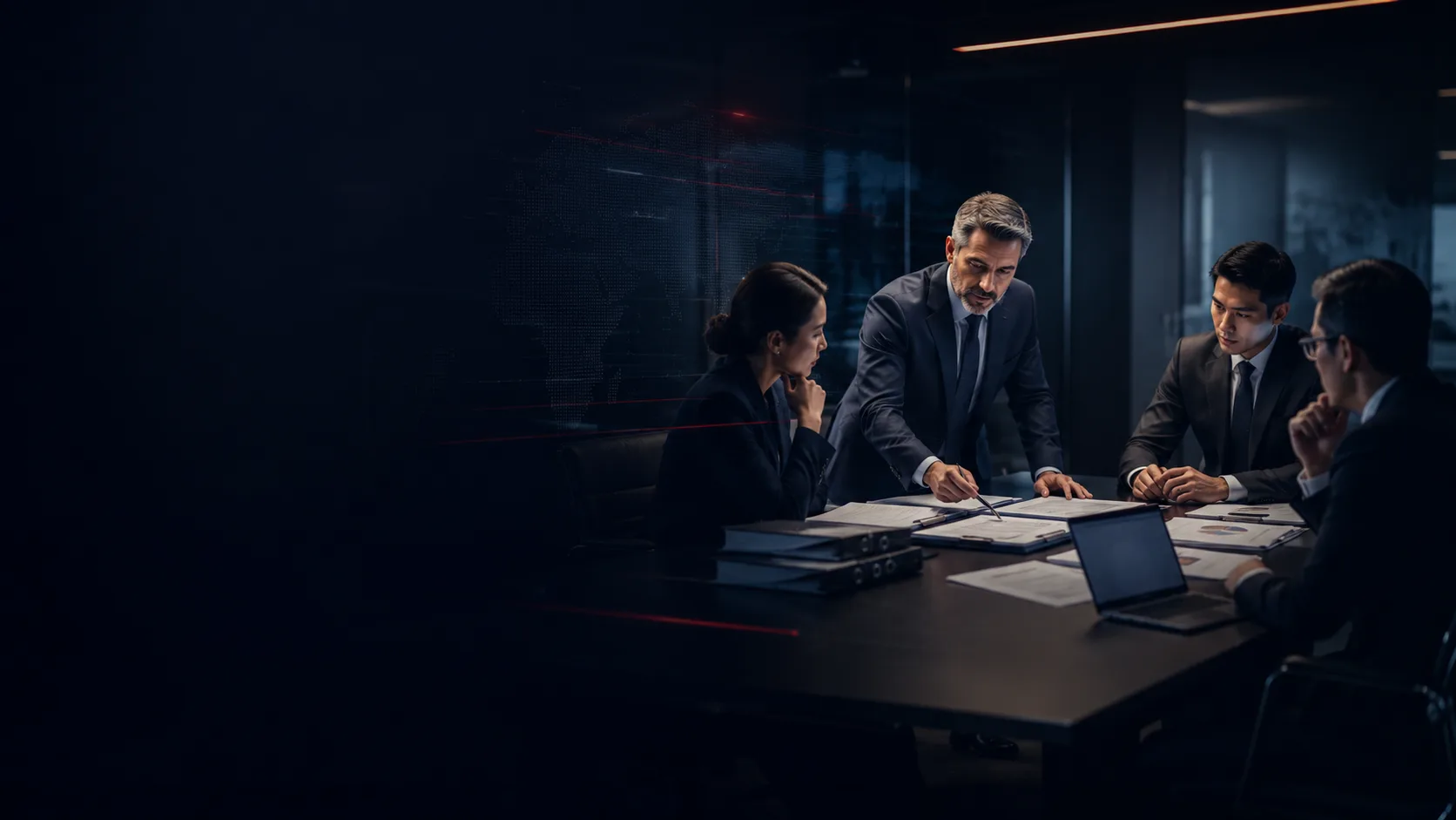 Profesional conduciendo una reunión técnica de auditoría
